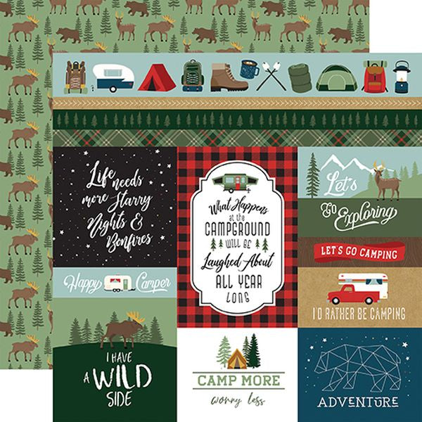Echo Park Let's Go Camping Multi Journaling Cards DS Paper (1 Sheet)