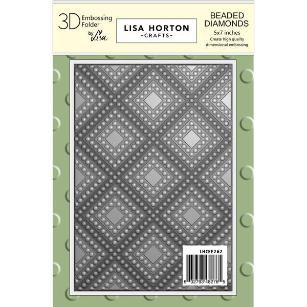 Lisa Horton Crafts 3D Embossing Folder 5"X7"-Beaded Diamonds