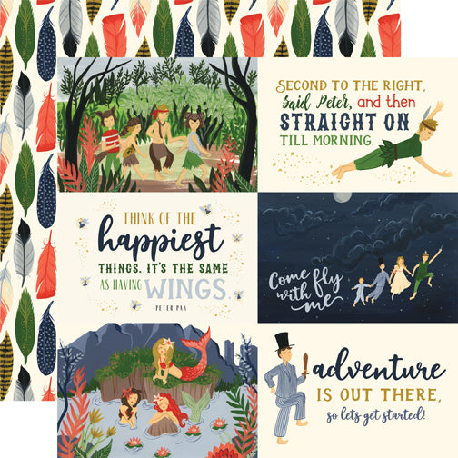 Echo Park Lost in Neverland: 6x4 Journaling Cards DS Paper (1 Sheet)
