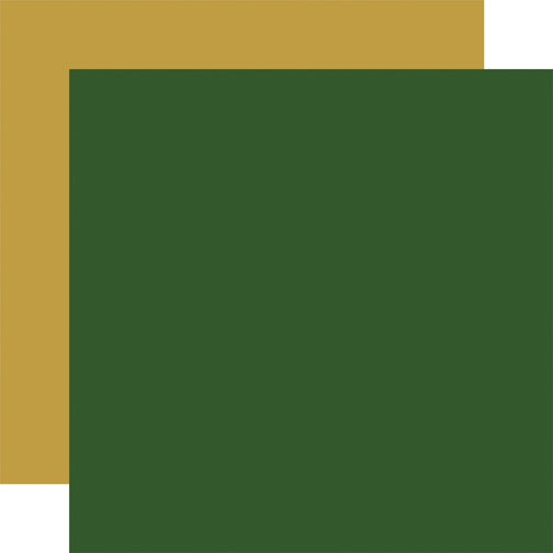 Echo Park Lost in Neverland: Dark Green / Gold Coordinating Solid DS Paper (1 Sheet)