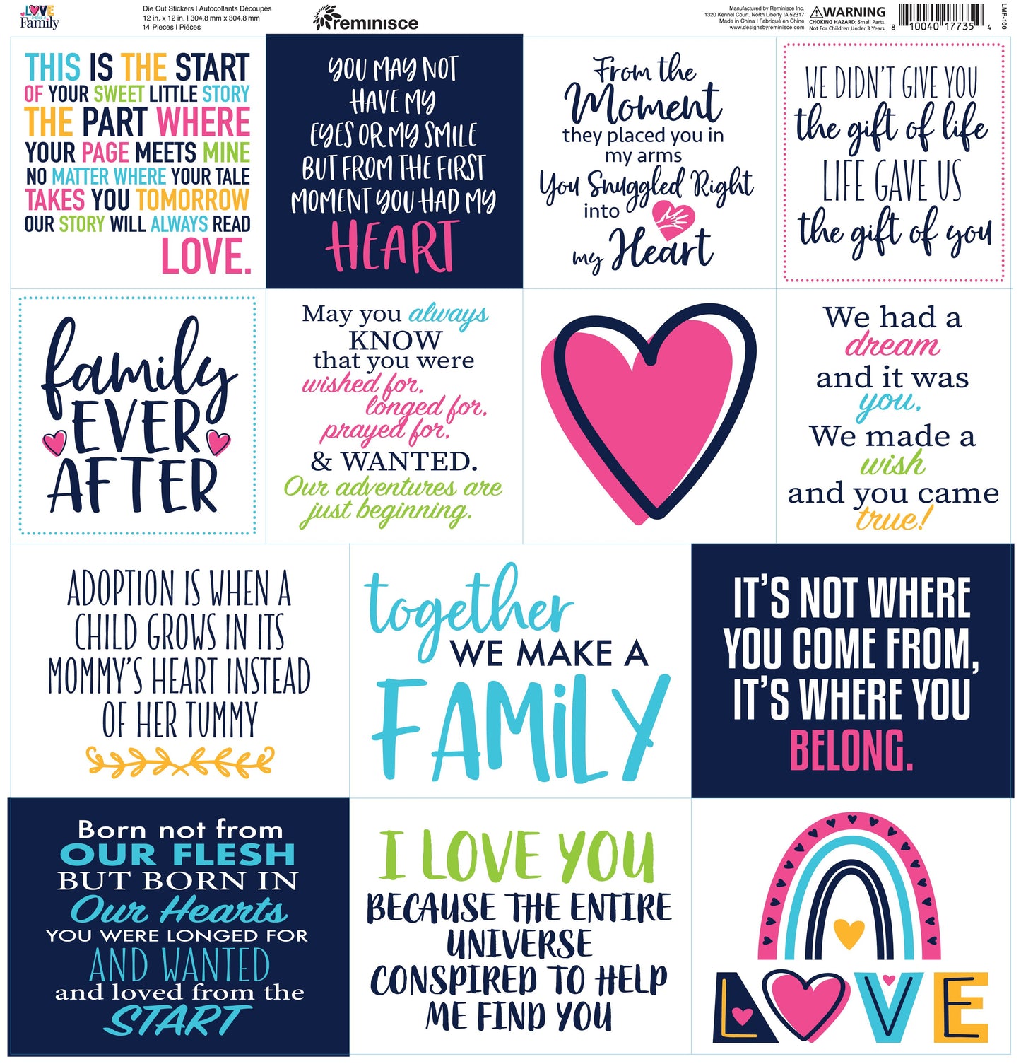 Reminisce Love Makes A Family 12x12 Custom Sticker