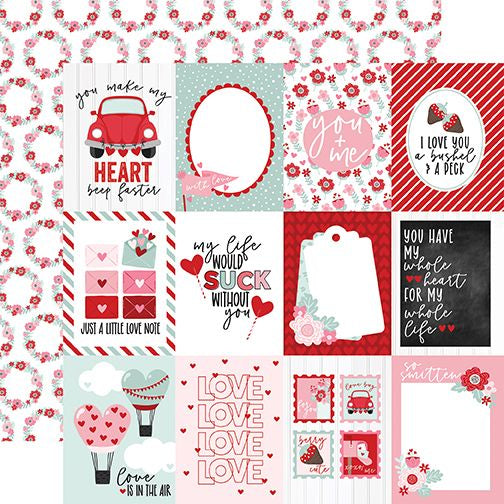 Echo Park Love Notes: 3X4 Journaling Cards DS Paper (1 Sheet)