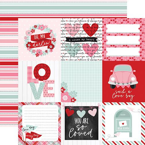 Echo Park Love Notes: 4X4 Journaling Cards DS Paper (1 Sheet)