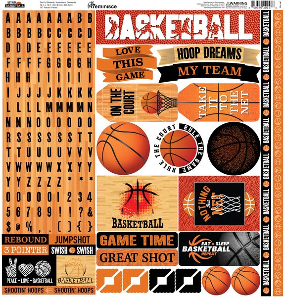 Reminisce Let's Play Basketball 12X12 Sticker