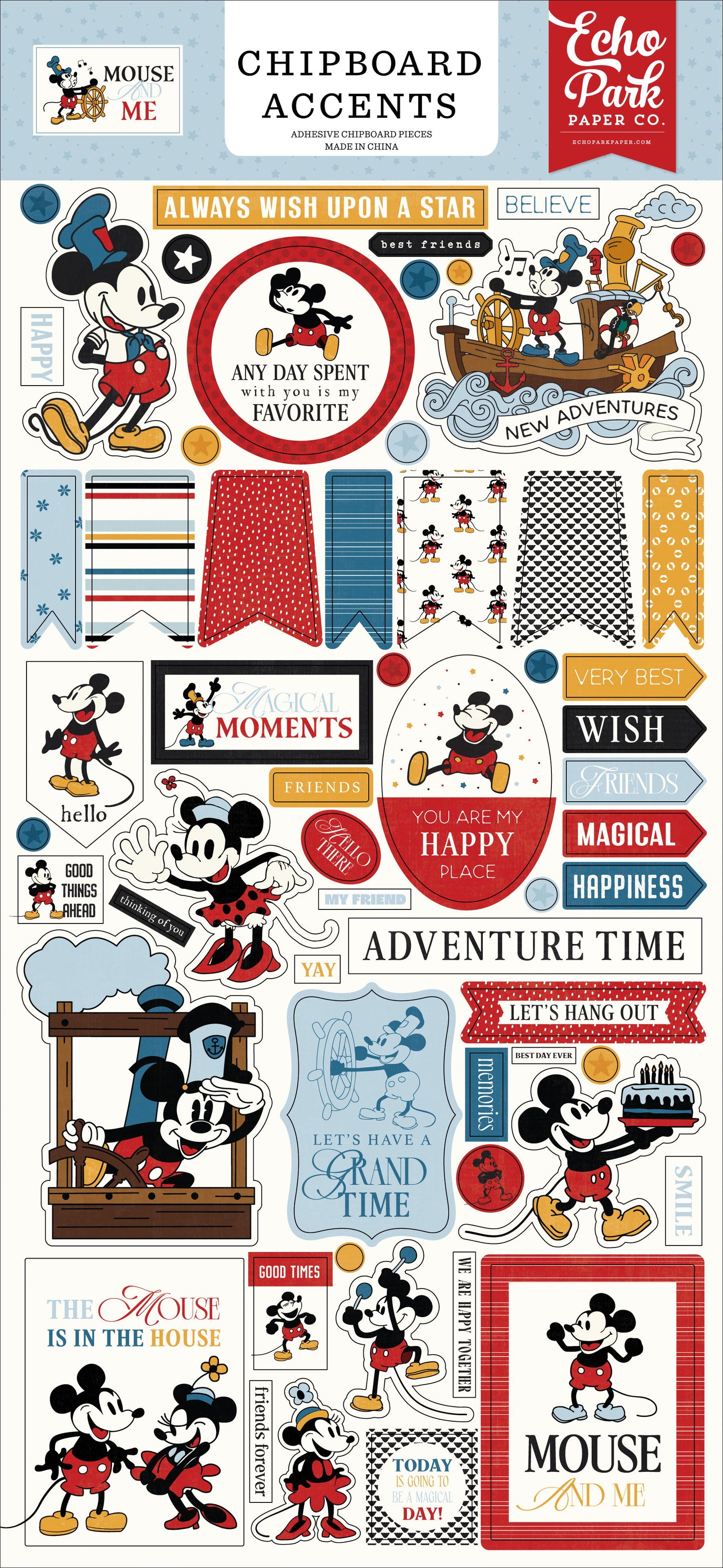 Echo Park Mouse And Me 6x13 Chipboard Accents