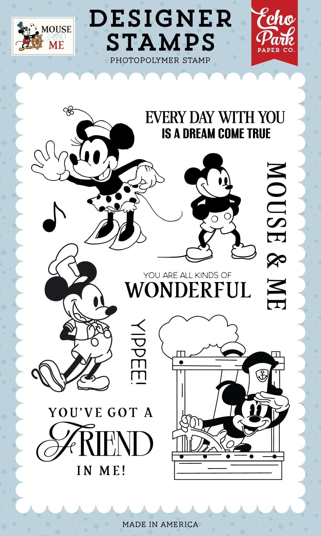Echo Park Mouse and Me Vintage Mouse Sweetheart Stamp Set