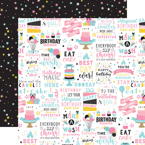 Echo Park Magical Birthday Girl: BirthdayDS Paper (1 Sheet)