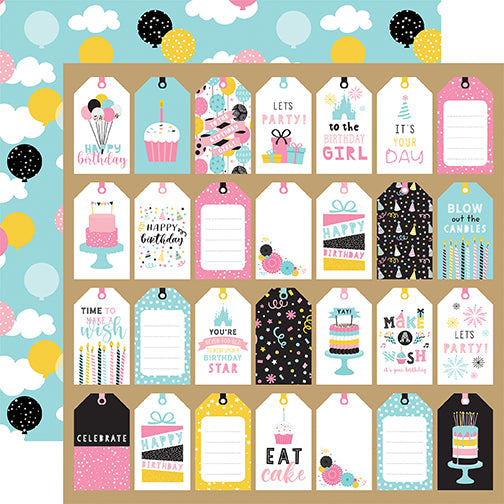 Echo Park Magical Birthday Girl: Gift Tag DS Paper (1 Sheet)
