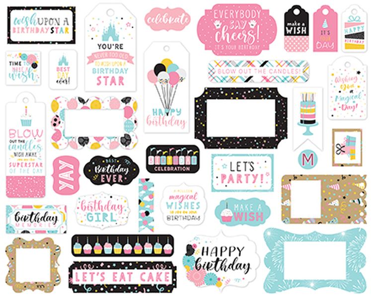 DISC - Echo Park Magical Birthday Girl Frames & Tags