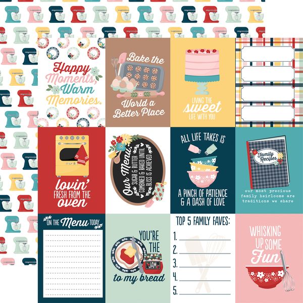 Echo Park Mom's Kitchen: 3x4 Journaling Cards (1 Sheet)
