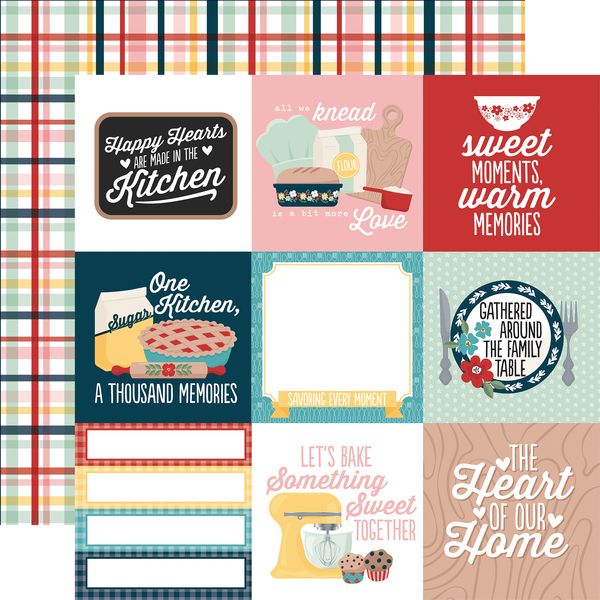 Mom's Kitchen Double-Sided Cardstock 12"X12"- 4x4 Journaling Cards (1 sheet)