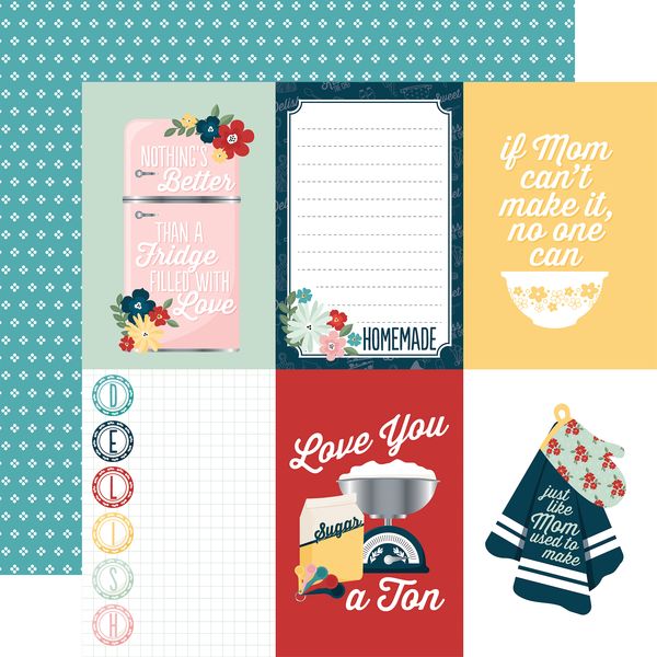 Echo Park Mom's Kitchen: 4x6 Journaling Cards (1 Sheet)