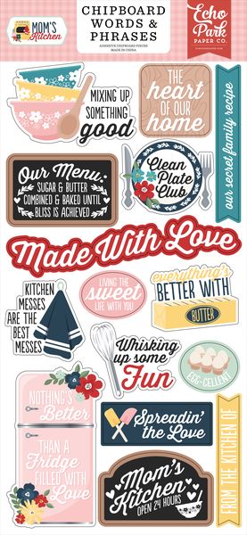 Echo Park Mom's Kitchen 6x13 Chipboard Word & Phrases