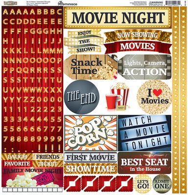 Reminisce Movie Night: 12x12 Alpha Stickers