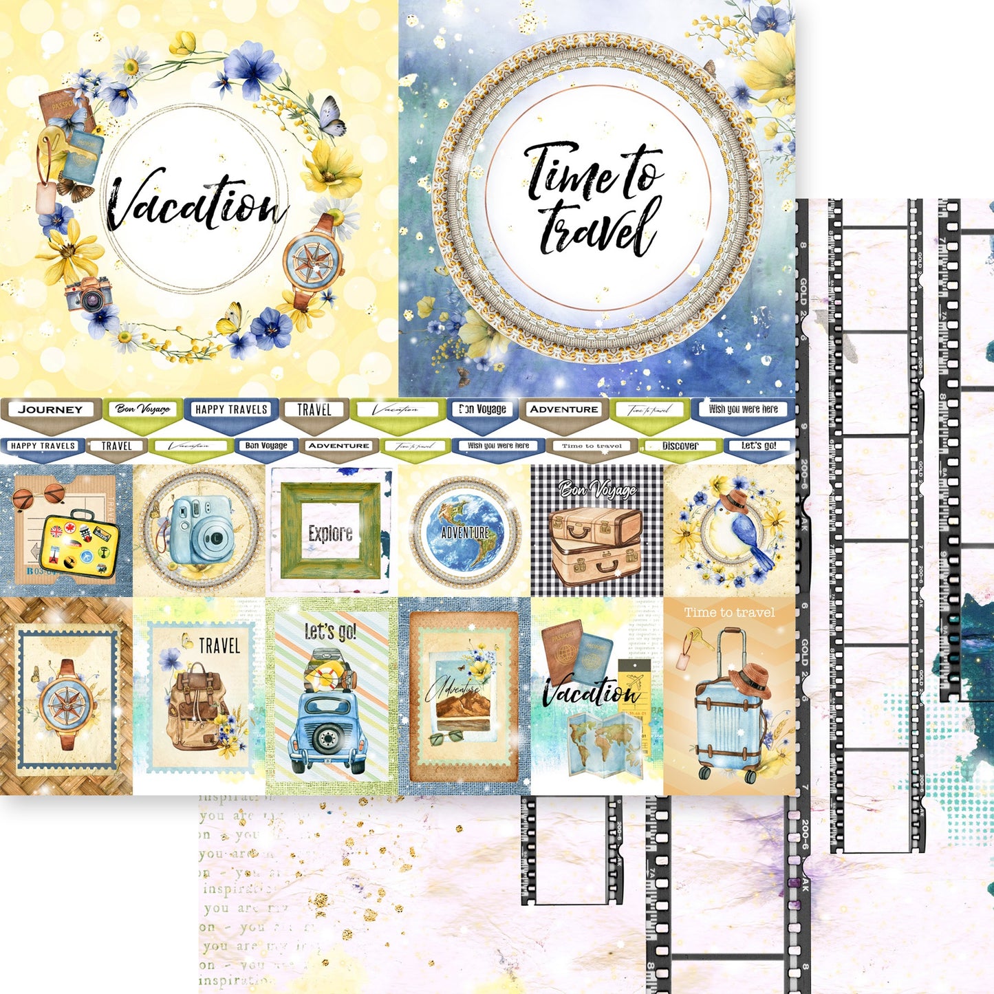 Bon Voyage Double-Sided Cardstock 12"X12"-Time To Travel