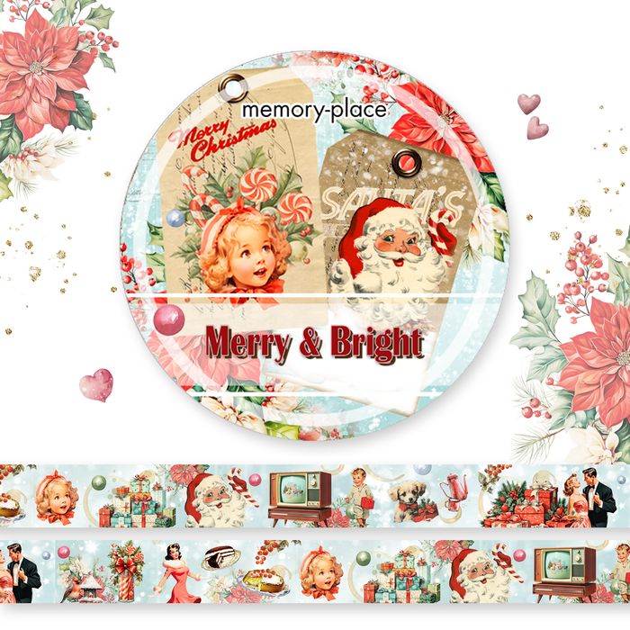 Memory Place Washi Tape 15mmX5m-Merry & Bright #1