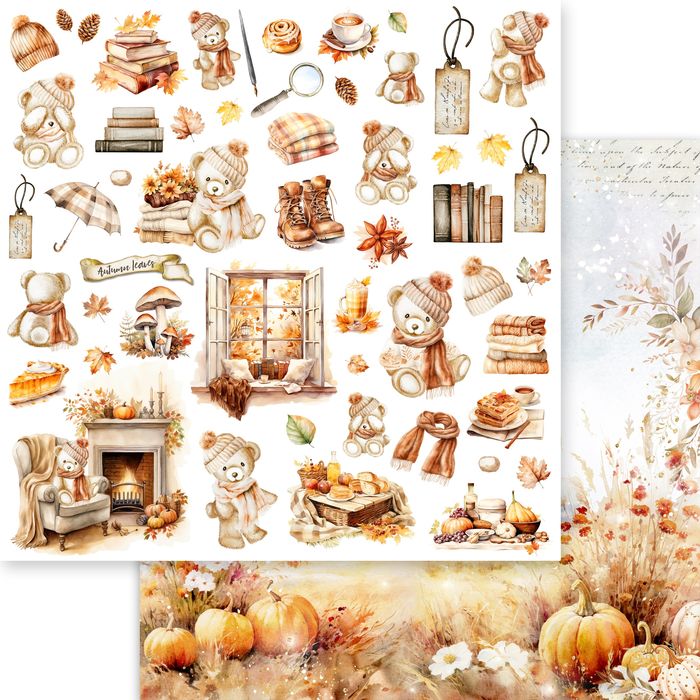 Beary Cozy Double-Sided Cardstock 12"X12"-Autumn Leaves