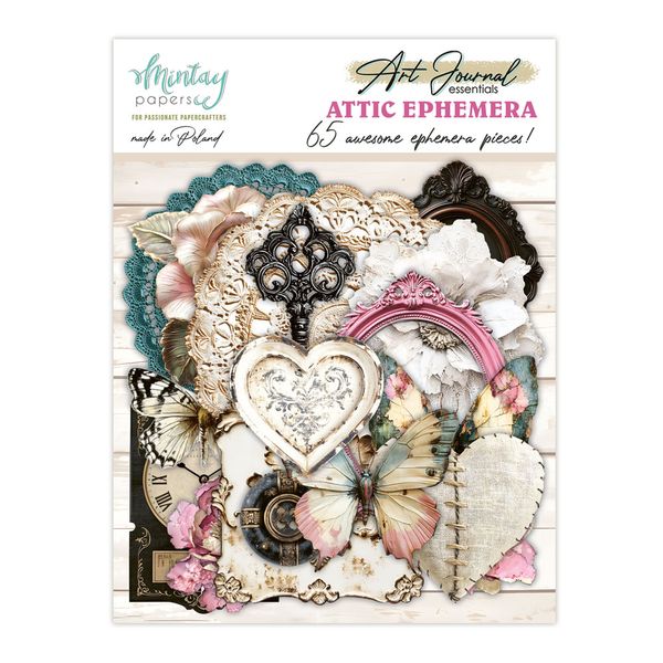 Mintay Attic Art Journal Ephemera Pack, 65 pcs