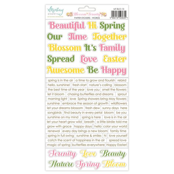 Mintay Blossom Serenity 6 x 12 Paper Words Stickers