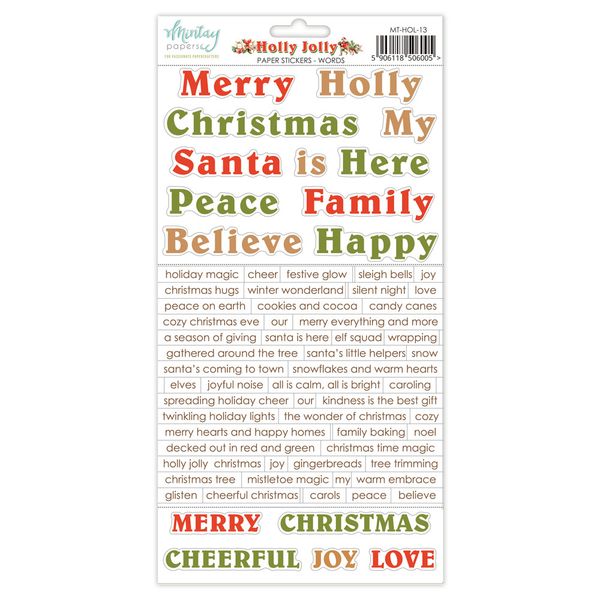 Mintay Holly Jolly Words 6 x 12 Paper Stickers