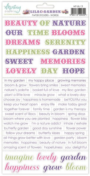 6 x 12 Paper Stickers - Lilac Garden - Words