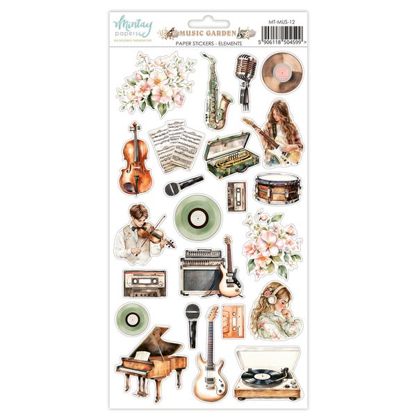 Mintay Music Garden 6 x 12 Paper Sticker Elements