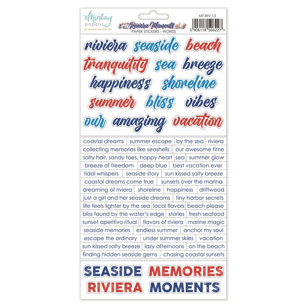 Mintay 6 x 12 Paper Stickers - Riviera Moments - Words