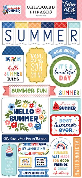 Echo Park Paper My Favorite Summer Chipboard Phrases