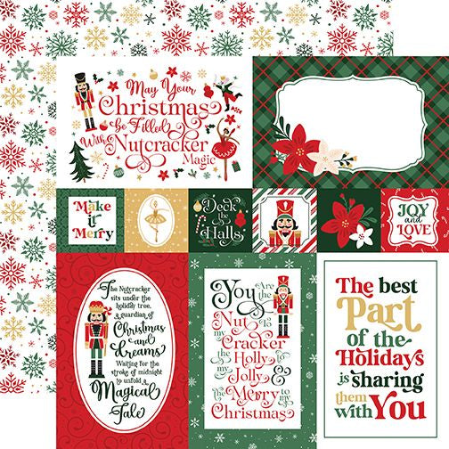 Echo Park Nutcracker Christmas: Merry Journaling Cards 12x12 DS Patterned Paper (1 Sheet)