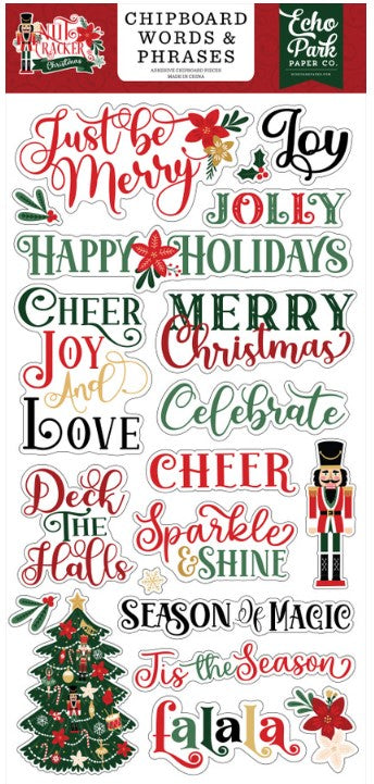Echo Park Paper Nutcracker Chipboard Words and Phrases
