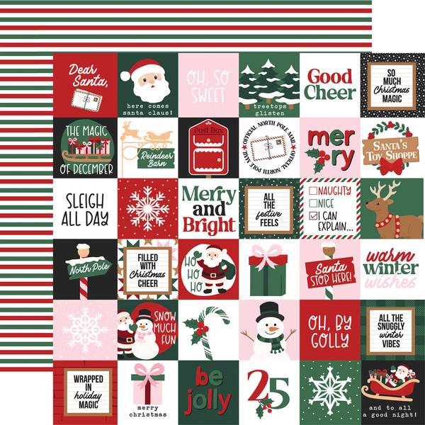 Echo Park North Pole Christmas: 2x2 Journaling Cards 12x12 DS Paper (1 Sheet)