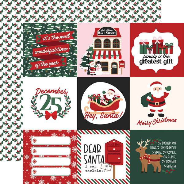 Echo Park North Pole Christmas: 4x4 Journaling Cards 12x12 DS Paper (1 Sheet)