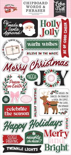 Echo Park North Pole Christmas 6x13 Chipboard Word & Phrases