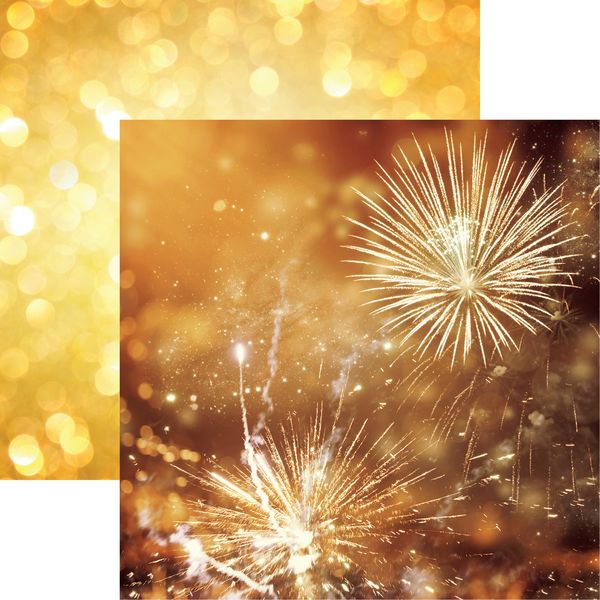 Reminisce New Year's Collection: Gold Fireworks DS Paper (1 Sheet)