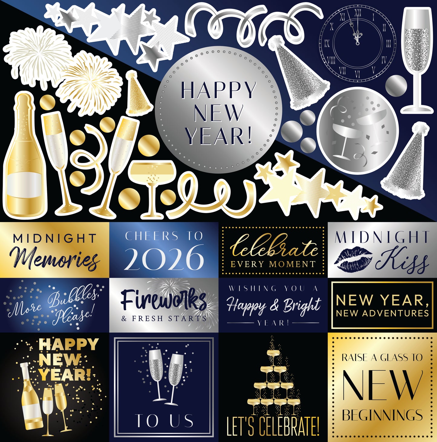 Reminisce New Year Celebration 12x12 Sticker