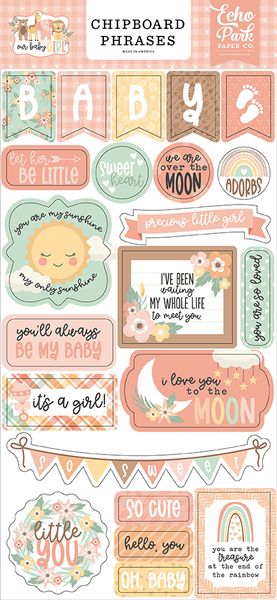 Echo Park Paper Company Our Baby Girl 6x13 Chipboard Phrases