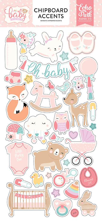 Echo Park Paper Company Hello Baby Girl Chipboard Accents