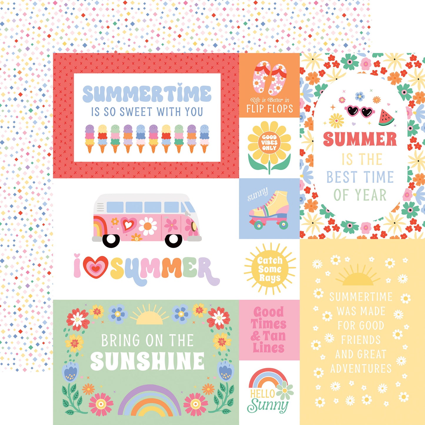 Echo Park Our Groovy Summer: Multi Journaling Cards 12x12 Patterned Paper