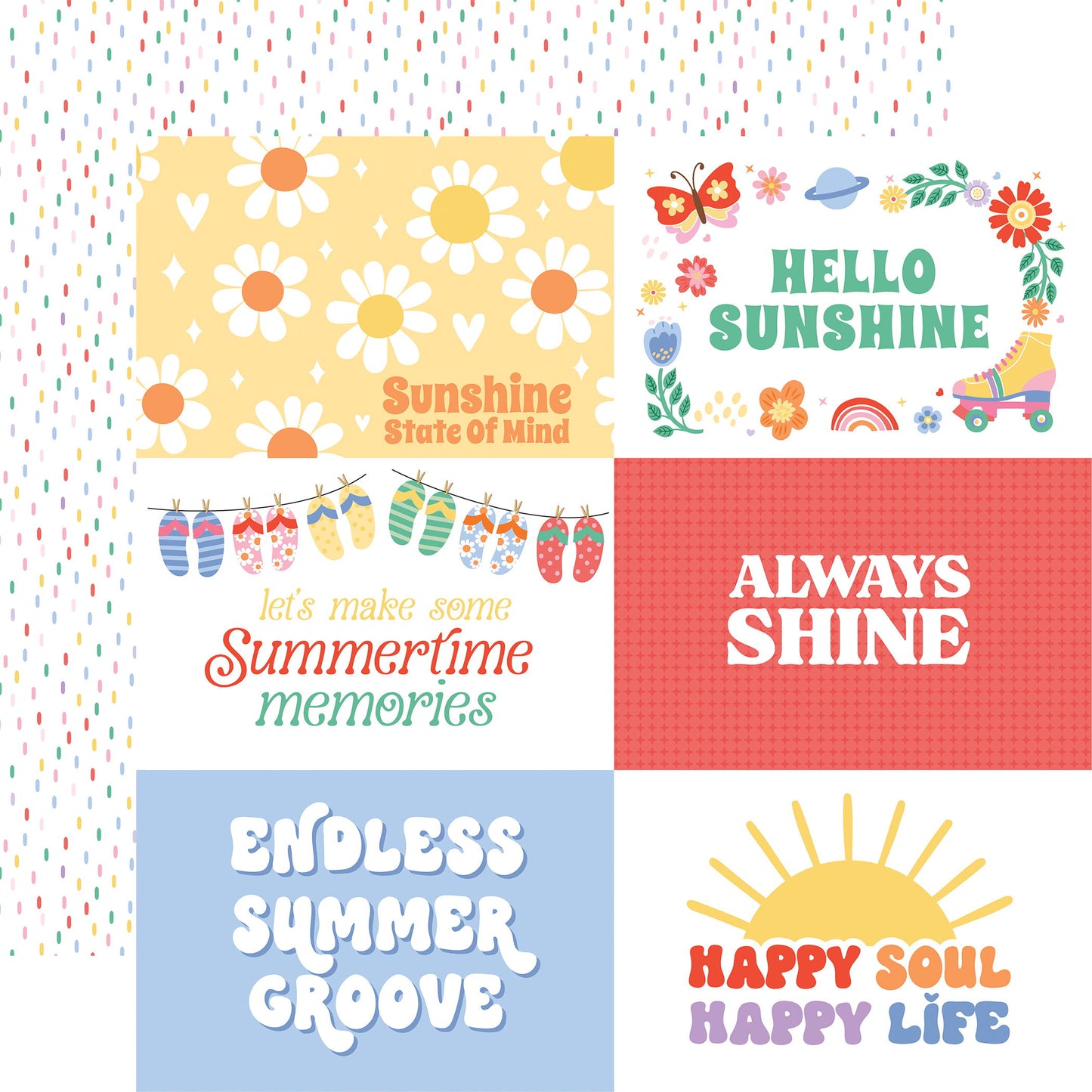 Echo Park Our Groovy Summer: 6x4 Journaling Cards 12x12 Patterned Paper