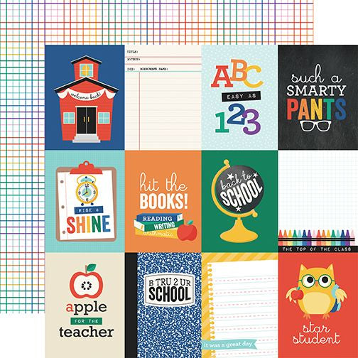 Echo Park Off to School 3X4 Journaling Cards DS Paper (1 Sheet)