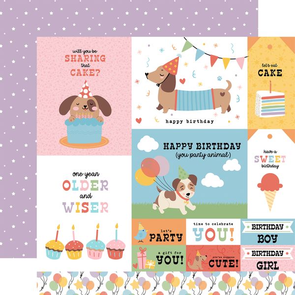 Echo Park Party Animal Multi Journaling Cards 12x12 DS Patterned Paper (1 Sheet) (1 Sheet)