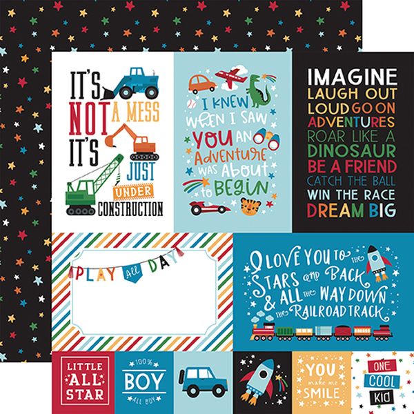 Echo Park -Play all Day Boy-4x6 Journal Cards - 12x12 Paper
