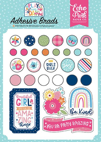 Play All Day Girl Adhesive Brads
