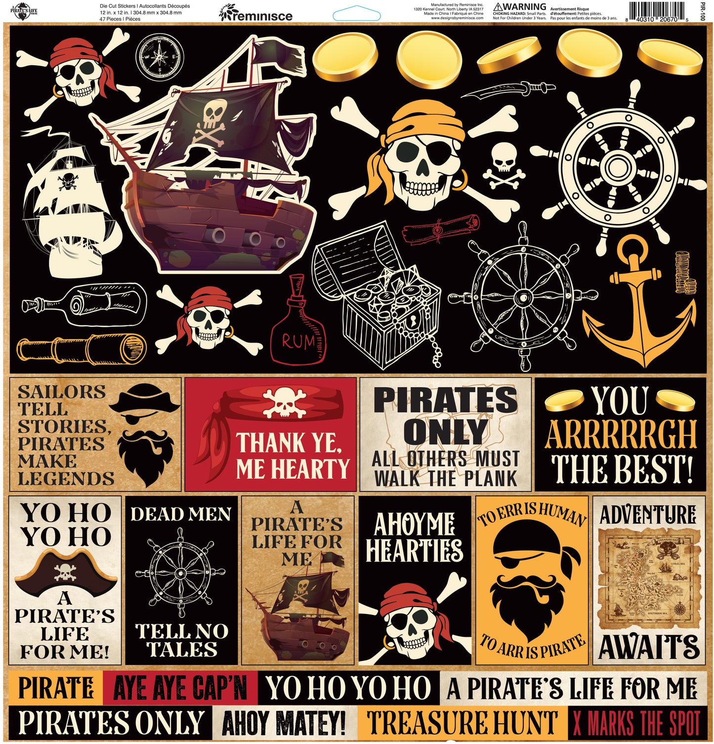 Reminisce A Pirate's Life for Me 12x12 Sticker