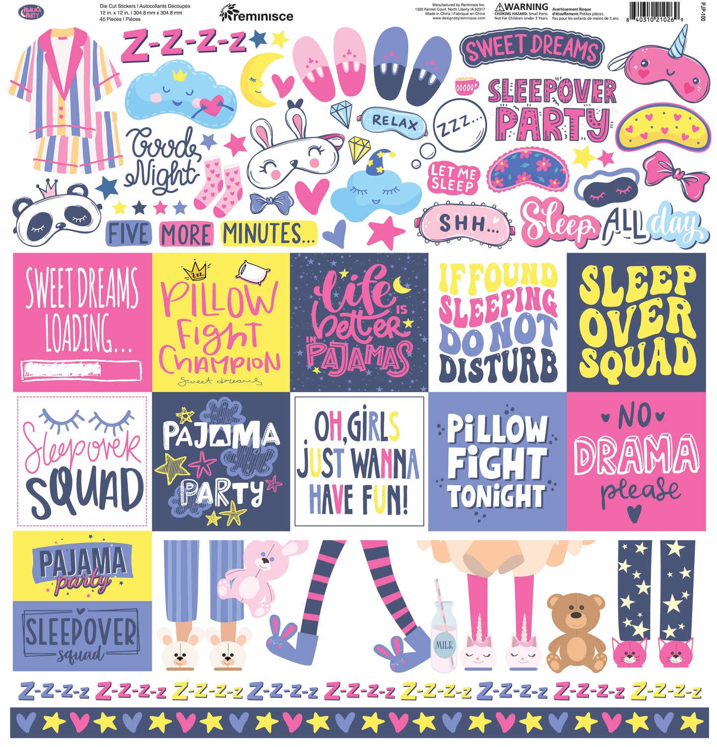Reminisce Pajama Party 12x12 Sticker