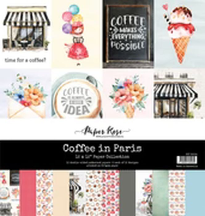 Paper Rose Studio Coffee In Paris 12x12 Paper Collection