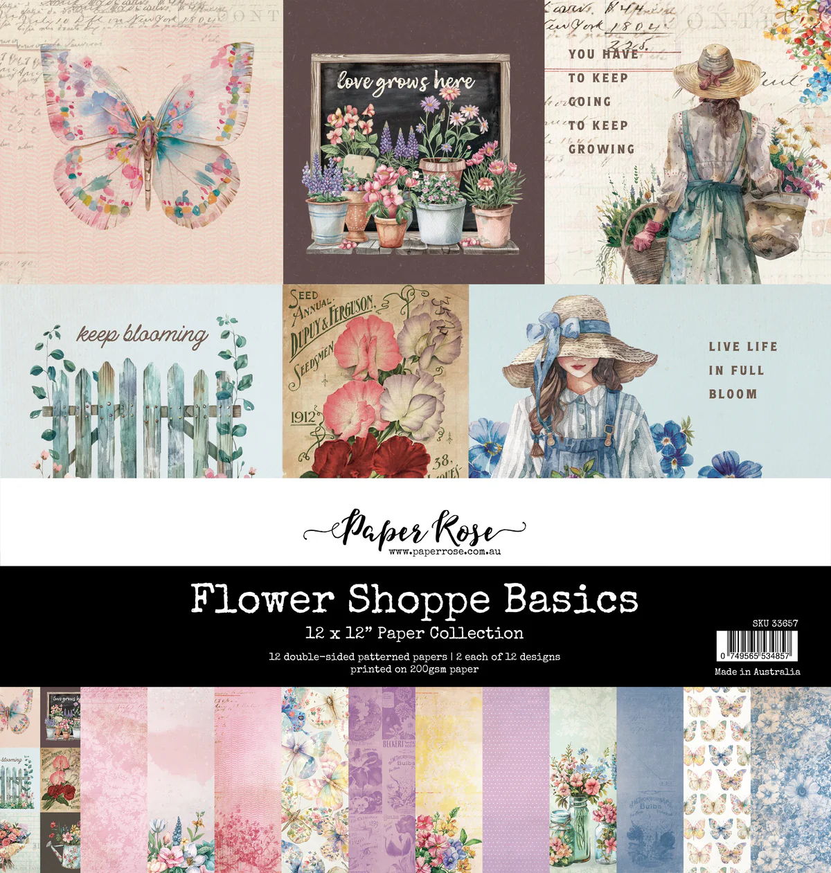 Paper Rose Flower Shoppe Basics 12x12 Paper Collection 33657