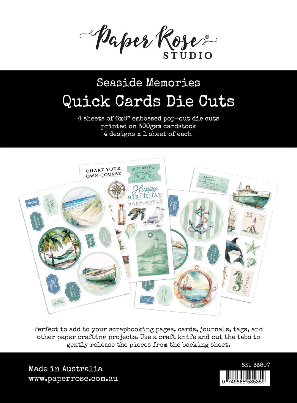 Paper Rose Seaside Memories 6x8" Quick Cards Die Cuts