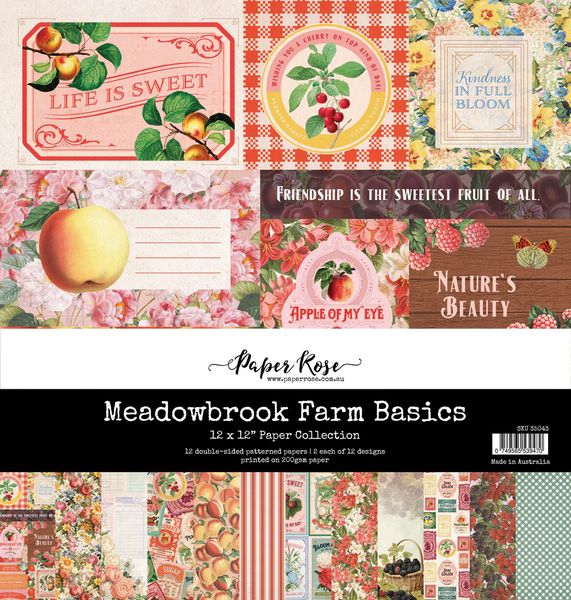 Paper Rose Studio Meadowbrook Farm Basics 12x12 Paper Collection