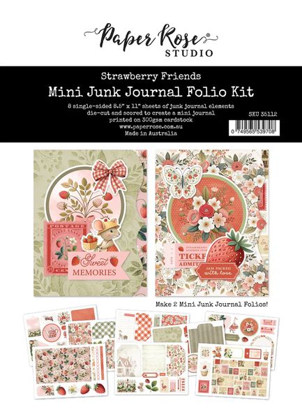 Paper Rose Strawberry Friends 8.5" x 11" Mini Junk Journal Folio Kit 35112